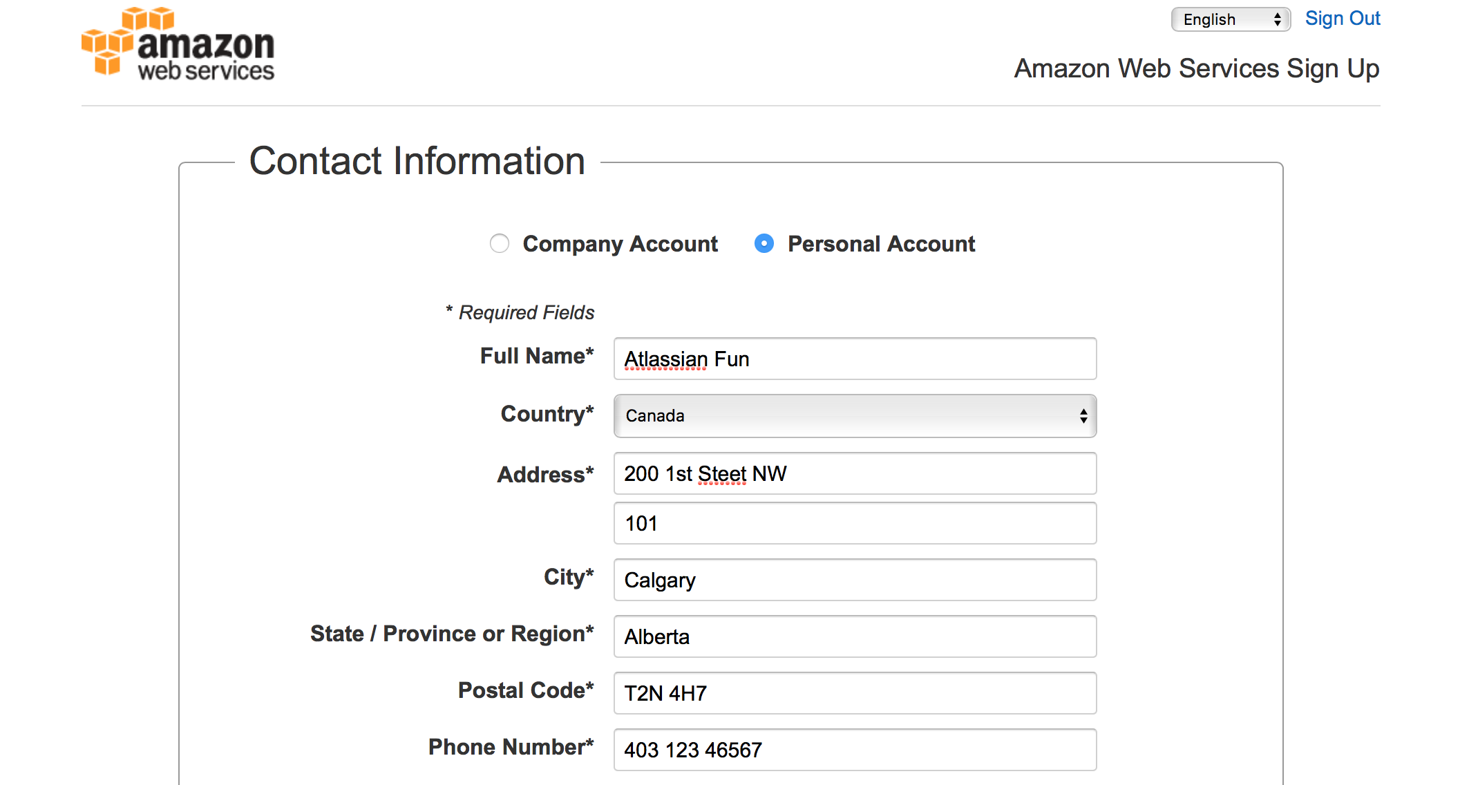 Register Personal Account