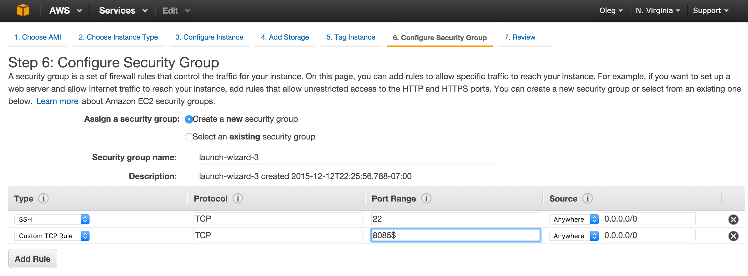 Configure Security Group